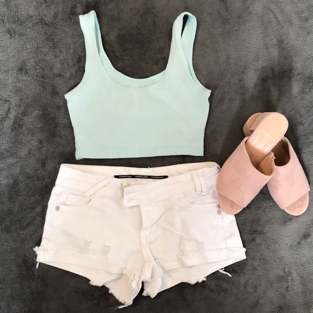 White denim shorts